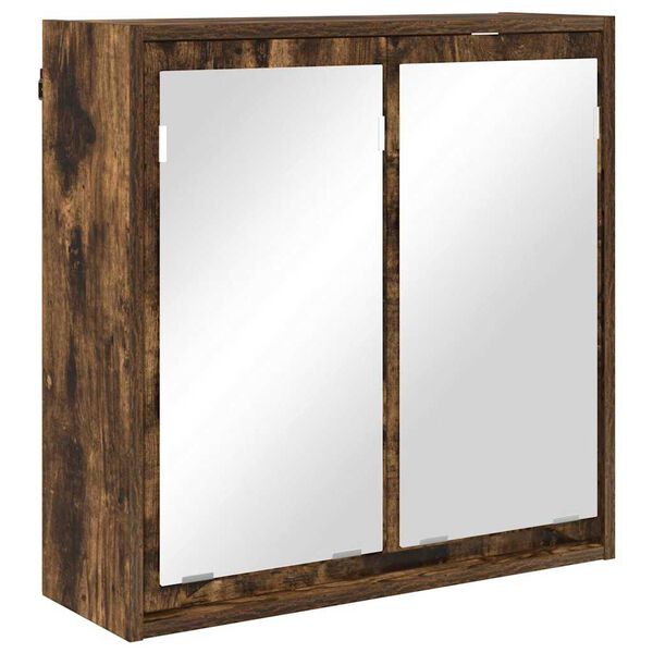 vidaXL Bathroom Mirror Cabinet with Shelf Smoked Oak 60 x 20 x 60 cm