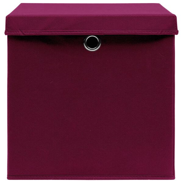 vidaXL Storage Boxes with Covers 4 pcs 28x28x28 cm Dark Red