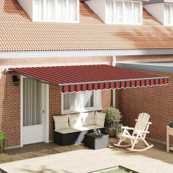 vidaXL Retractable Awning Manual Orange and brown 400 x 300 cm