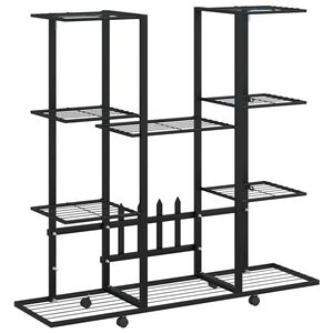 vidaXL Flower Stand with Wheels 94.5x24.5x91.5 cm Black Iron