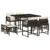 vidaXL Garden Dining Set | Brown | PE rattan | 9 Piece Set | Foldable