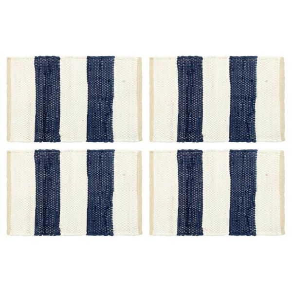 vidaXL Placemats 4 pcs Chindi Stripe Blue and White 30x45 cm