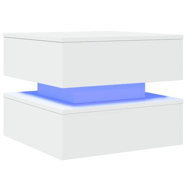 vidaXL Coffee Table with LED Lights White 50x50x40 cm