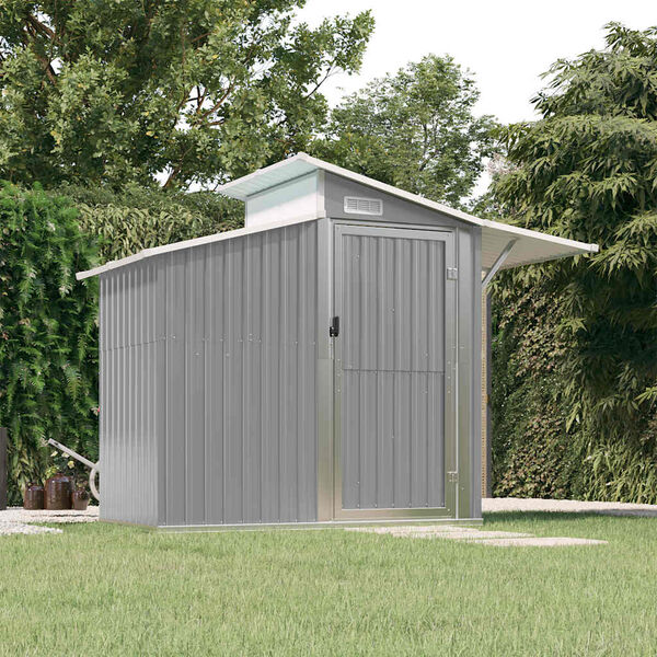 vidaXL Garden Shed Grey 270x130x208.5 cm Galvanised Steel