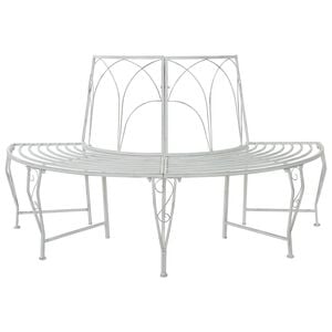 vidaXL Tree Bench 4-Seater 160 x 80 x 89 cm Steel Antique White