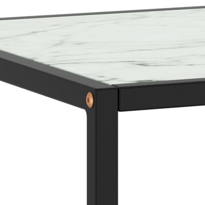 vidaXL Coffee Table Black with White Marble Glass 40x40x50 cm