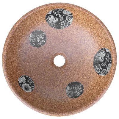 vidaXL Countertop Basin Brown and Blue Round Φ41x14 cm Ceramic
