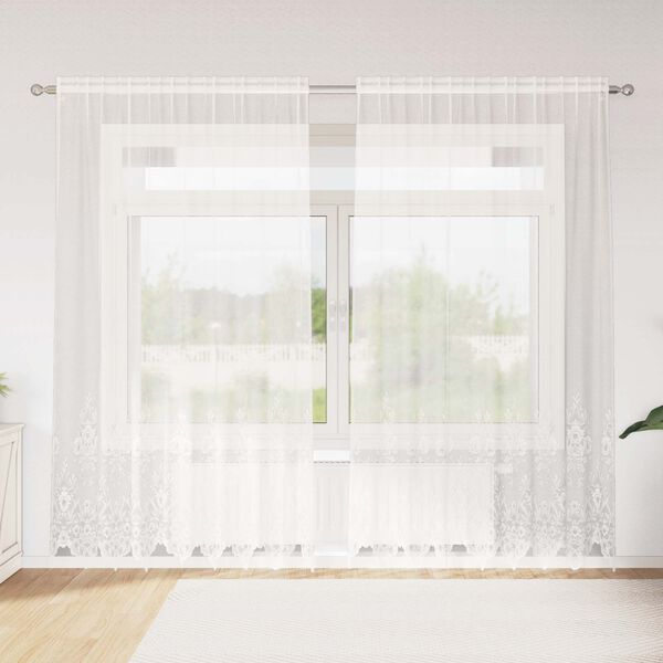 vidaXL Lace Curtain with Curtains White 200 x 200 cm Polyester