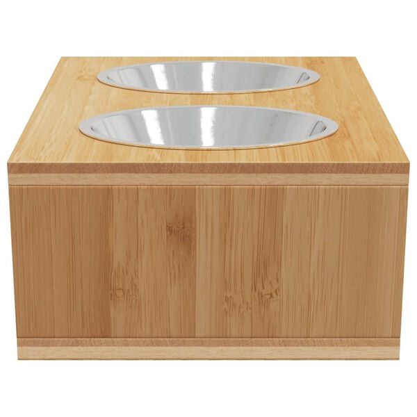 vidaXL Raised Dog Bowls 35.5x18x10.5 cm Bamboo
