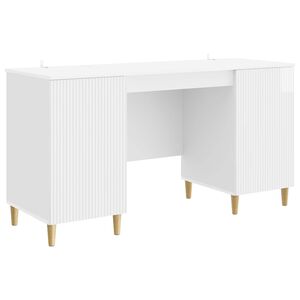 vidaXL Desk High Gloss White 142.5 x 50 x 75 cm Engineered Wood