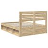 vidaXL Bed Frame with Headboard Sonoma 140 x 200 cm Solid Pine Wood