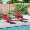 vidaXL Sun Lounger Folding 2-person 2 pcs Red 58 x 188 x 77cm Fabric