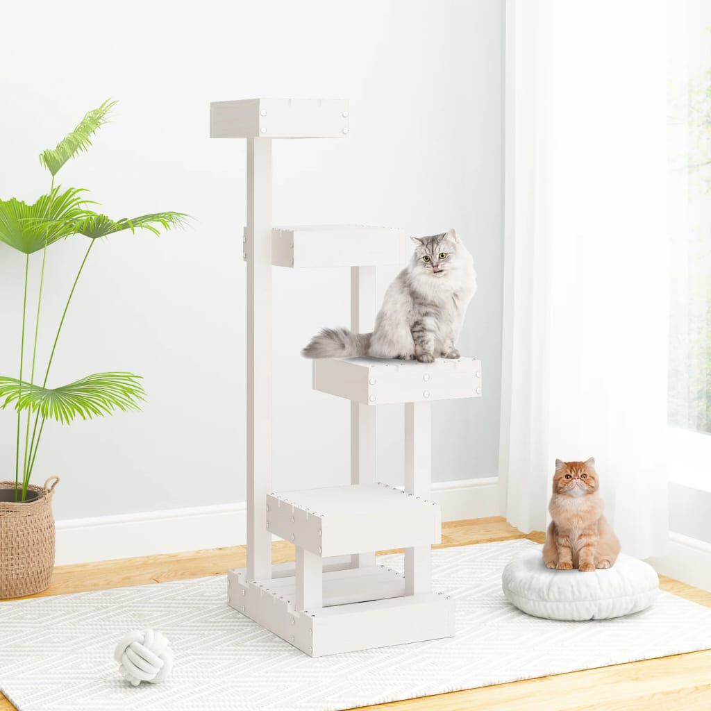 White cat trees top