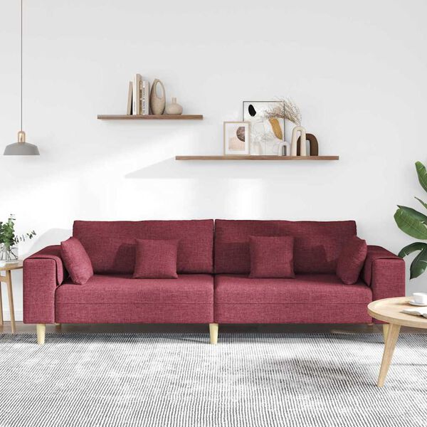 vidaXL Sofa with Cushion Wine Red 250 x 77 x 76 cm Fabric