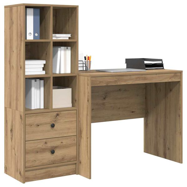 vidaXL Desk with Drawer 2 pcs Artisan Oak