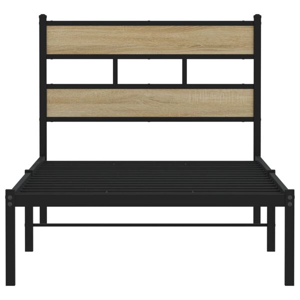 vidaXL Metal Bed Frame without Mattress Sonoma Oak 100x200 cm