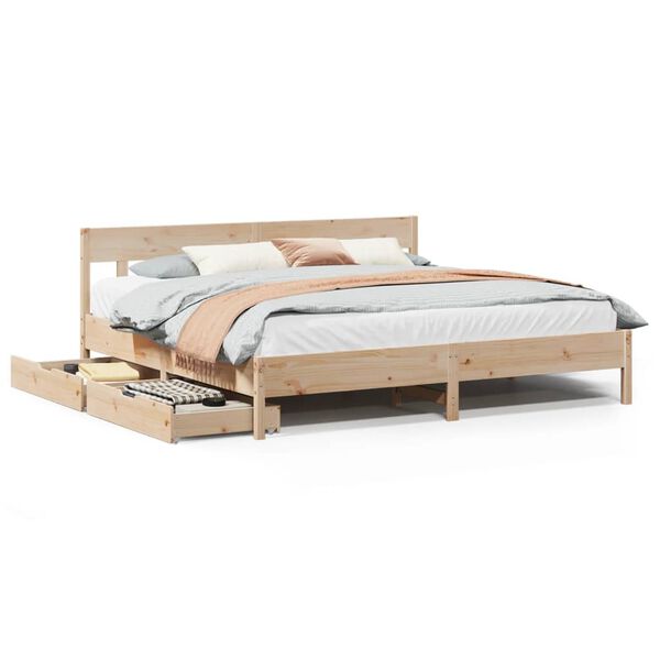 vidaXL Bed Frame without Mattress 180x200 cm Super King Solid Wood Pine
