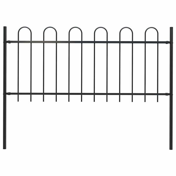 vidaXL Garden Fence Boxtel with Hoop Top Steel 181x80 cm Black