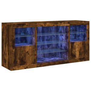 vidaXL Sideboard with LED Lights Smoked Oak 142.5x37x67 cm