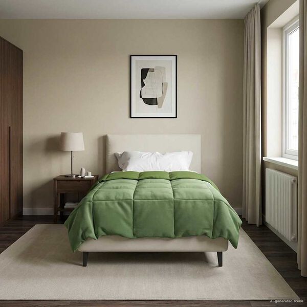 vidaXL Winter Duvet Quilted Green 155 x 200 cm Microfiber