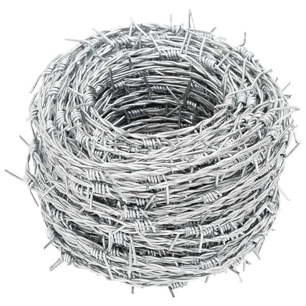 vidaXL Barbed Wire Silver 100 m Hot-dip Galvanised Steel