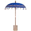 vidaXL Balinese Parasol 260 Blue 180-190 cm Cotton and solid wood