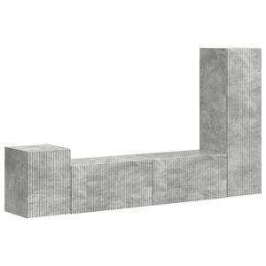 vidaXL TV Cabinet Set Wall-mounted 4 pcs Concrete Grey Engineered Wood