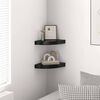 vidaXL Floating Corner Shelves 2 pcs High Gloss Black 25x25x3.8 cm MDF