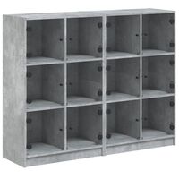 vidaXL Bookcase with Doors Concrete Grey 136x37x109 cm Engineered Wood