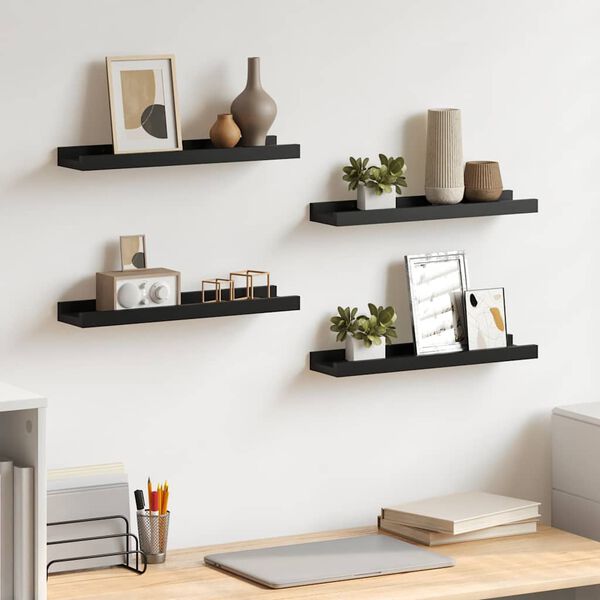 vidaXL Wall Shelves 4 pcs Black 40x9x3 cm