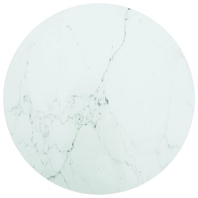 vidaXL Table Top White ?60x0.8 cm Tempered Glass with Marble Design