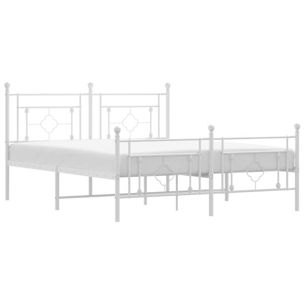 vidaXL Metal Bed Frame without Mattress with Footboard White 150x200cm