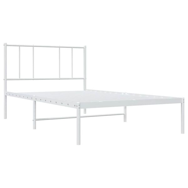 vidaXL Metal Bed Frame without Mattress with Headboard White 80x200cm