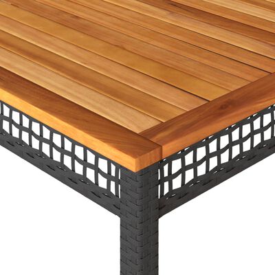 vidaXL Garden Table Black 180x90x75 cm Poly Rattan Acacia Wood