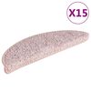 vidaXL Stair Mats 15 pcs 56x17x3 cm Light Pink Half Round