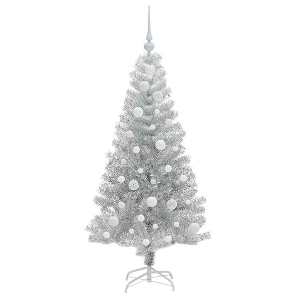 vidaXL Christmas Tree with 150 LEDs with Stand Silver 120 cm PET