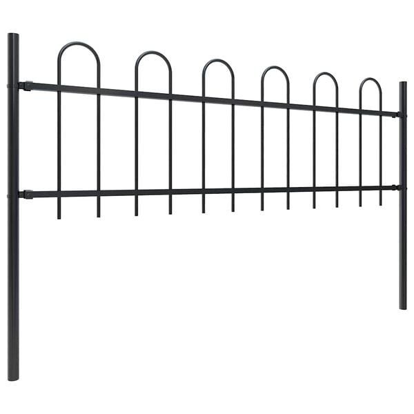 vidaXL Garden Fence with Hoop Top Steel 537x60 cm Black