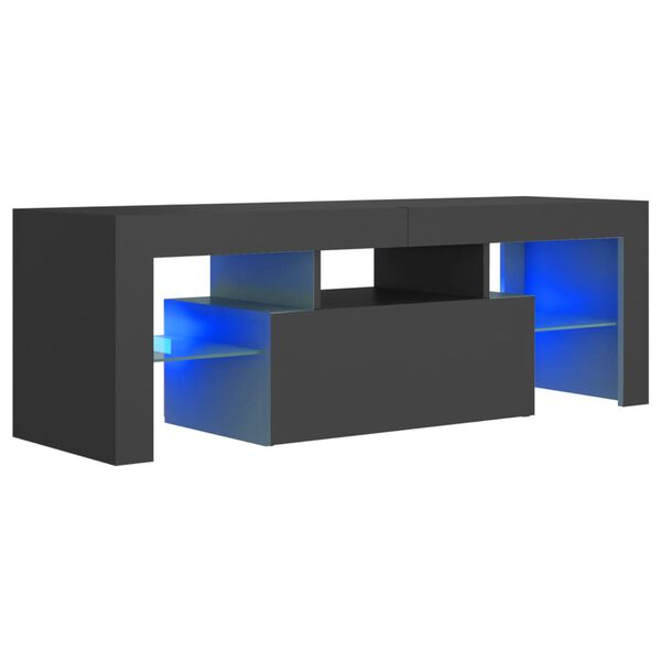 vidaXL TV Cabinet with LED Lights Grey 120x35x40 cm