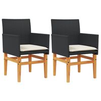vidaXL Garden Chairs with Cushions 2 pcs Black Poly Rattan&Solid Wood
