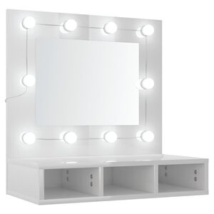 vidaXL Mirror Cabinet with LED High Gloss White 60x31.5x62 cm