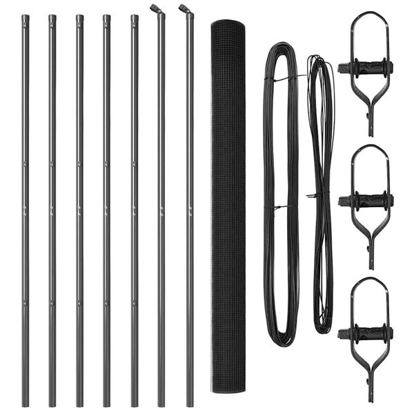 vidaXL Fence with Posts Grey 1.5 x 10 m Steel