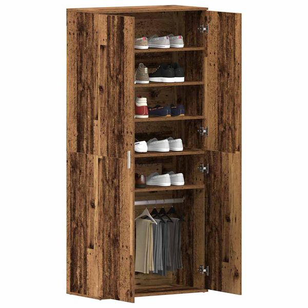 vidaXL Shoe Cabinet Old Wood 80 x 39 x 178 cm Engineered Wood