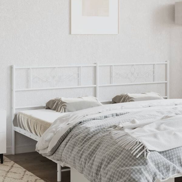 vidaXL Metal Replace Headboard White 193 cm