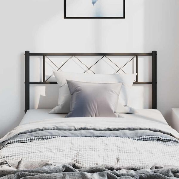 vidaXL Metal Replace Headboard Black 100 cm