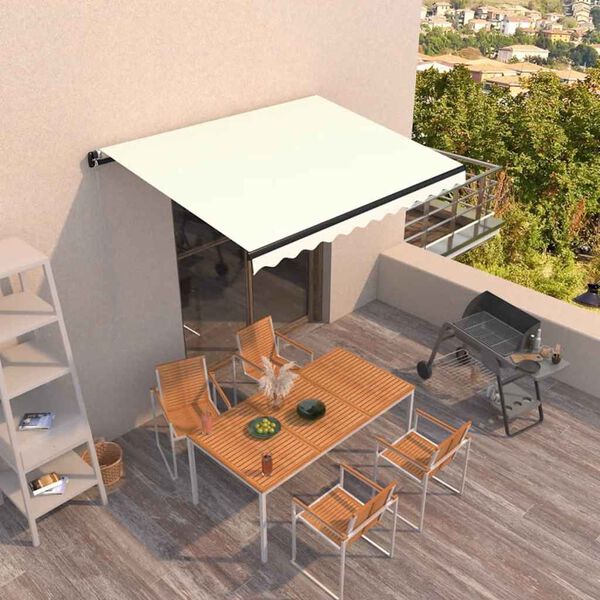 vidaXL Manual Retractable Awning 350x250 cm Cream