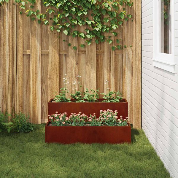 vidaXL Garden Planter Rusty 100 x 60 x 45 cm Weathering Steel