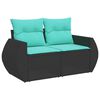 vidaXL 11 Piece Garden Sofa Set with Cushions Black Poly Rattan Acacia