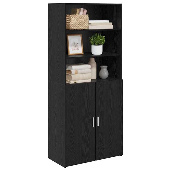 vidaXL Highboard Black Oak 80 x 42.5 x 185 cm Engineered Wood