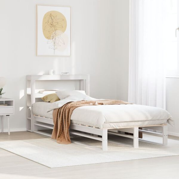 vidaXL Bed Frame without Mattress White 90x190 cm Single Solid Wood Pine