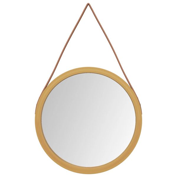 vidaXL Wall Mirror with Strap Gold &Oslash; 45 cm